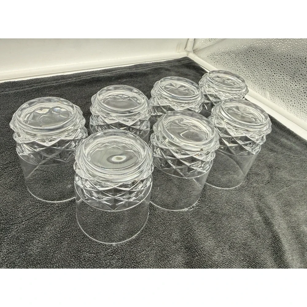 Lot of 7 Vintage Lead Crystal Diamond Cut Old Fashioned Rocks Glasses - Picture 10 of 14